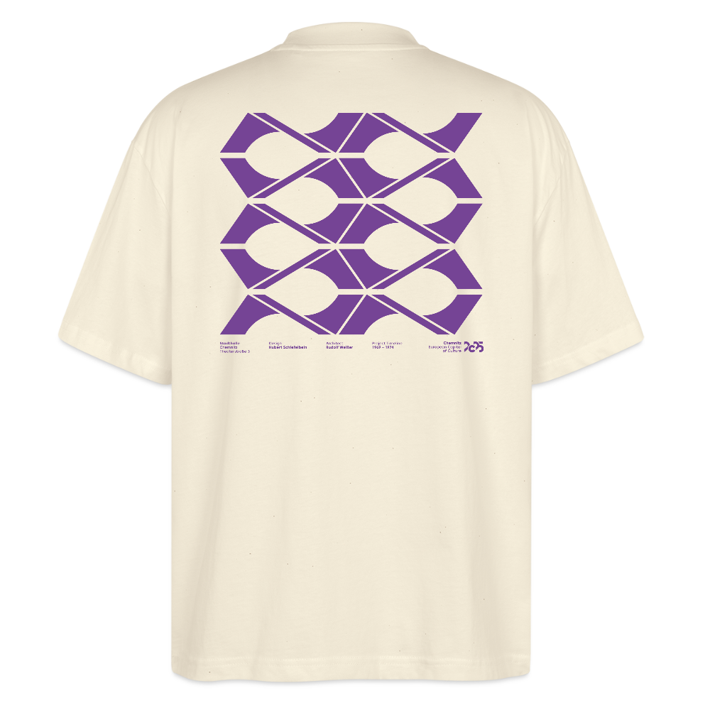 Stadthalle Close-Up lila - Organic Oversized Unisex T-Shirt - Weißgrau