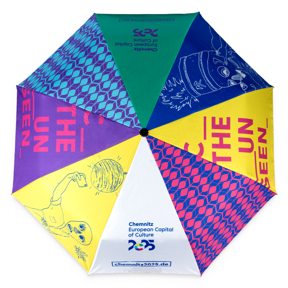 Kulturhauptstadt Chemnitz - Regenschirm - Gelb/Weiß