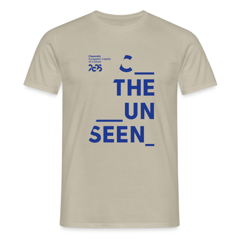 C the Unseen - T-Shirt blauer Druck - Sandbeige