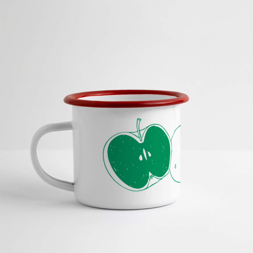 Gelebte Nachbarschaft - Emaille-Tasse - Weiß/Rot
