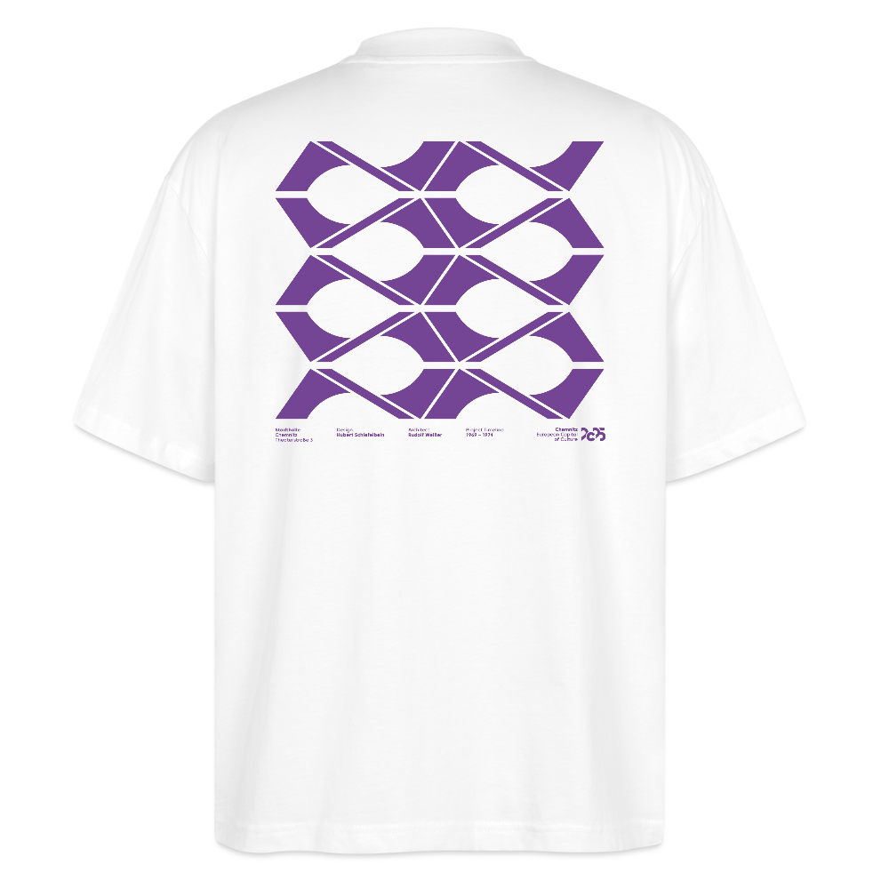 Stadthalle Close-Up lila - Organic Oversized Unisex T-Shirt - Weiß