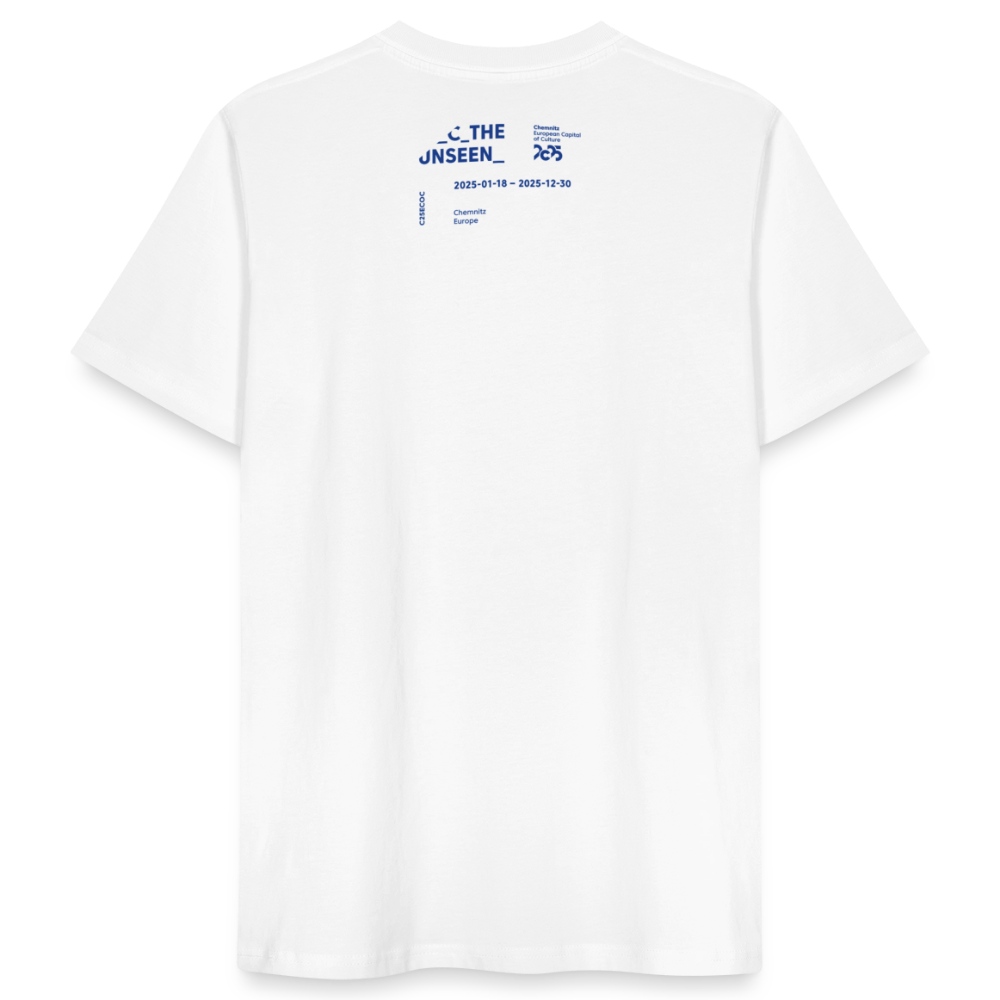 C the Unseen - Unisex T-Shirt blauer Druck - Weiß