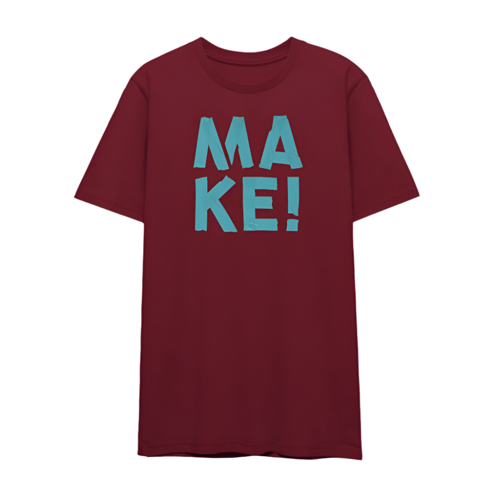 MAKE! in blau - UNISEX T-shirt - Burgunderrot