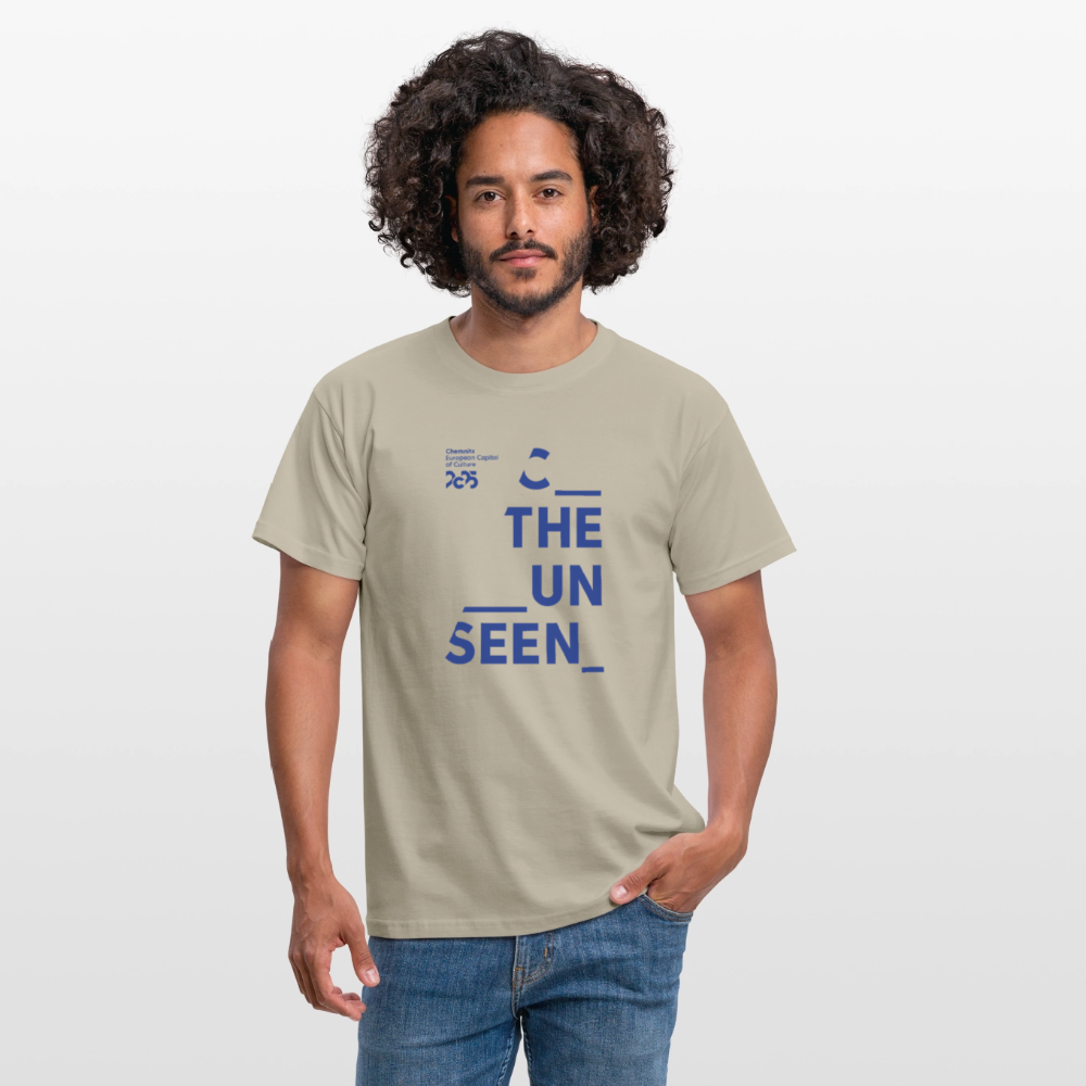 C the Unseen - T-Shirt blauer Druck - Sandbeige