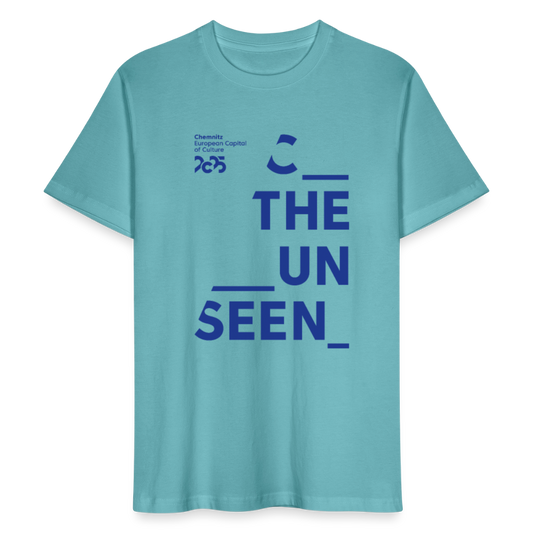C the Unseen - Unisex T-Shirt blauer Druck - Pastelltürkis