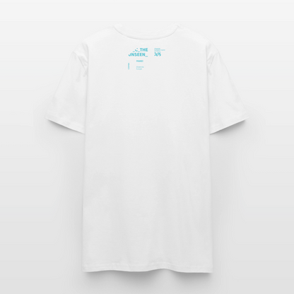 MAKE! in blau - UNISEX T-shirt - Weiß