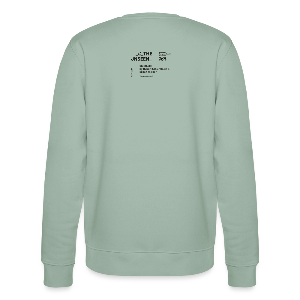 Stadhalle Vorderseite - Organic Unisex Crew Longsleeve - Helles Graugrün