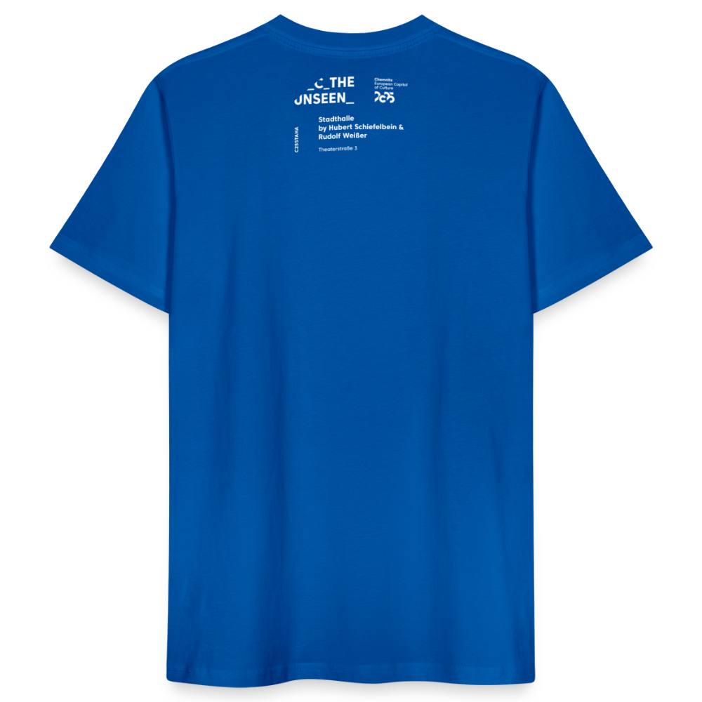 Stadthalle Vorderseite - Unisex Organic T-Shirt - Pfauenblau