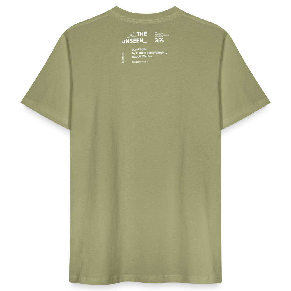 Stadthalle Vorderseite - Unisex Organic T-Shirt - Nebelgrün