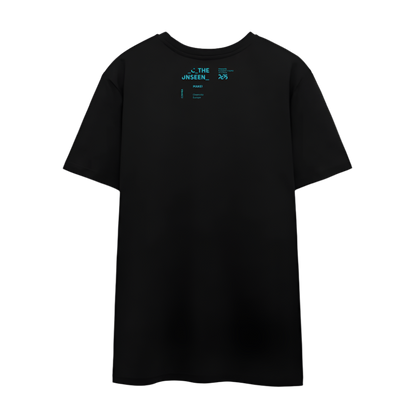 MAKE! in blau - UNISEX T-shirt - Schwarz