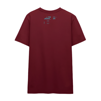 MAKE! in blau - UNISEX T-shirt - Burgunderrot